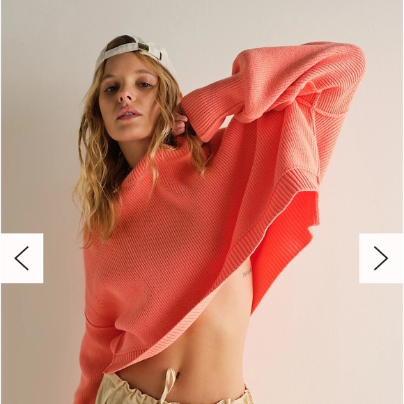 NWT Free People Easy street crop pullover XL guava juice - Picture 4 of 8